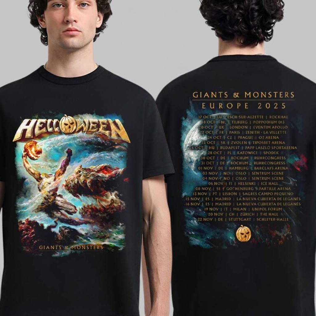 Helloween Giants And Monsters Europe 2025 Tour T-Shirt Helloween Merch For Band Fans