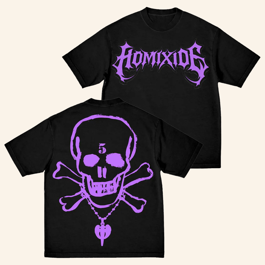Homixide Gang Merch Homixide Lifestyle 2 Purple Skull T-Shirt For Hip Hop Fans