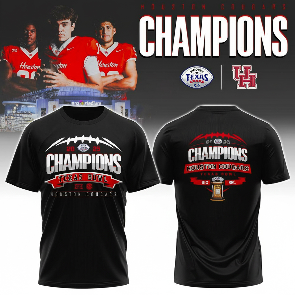 Houston Cougars Texas Bowl Champions 2025 T-Shirt Cougars Apparel Best College Football Lovers Gifts
