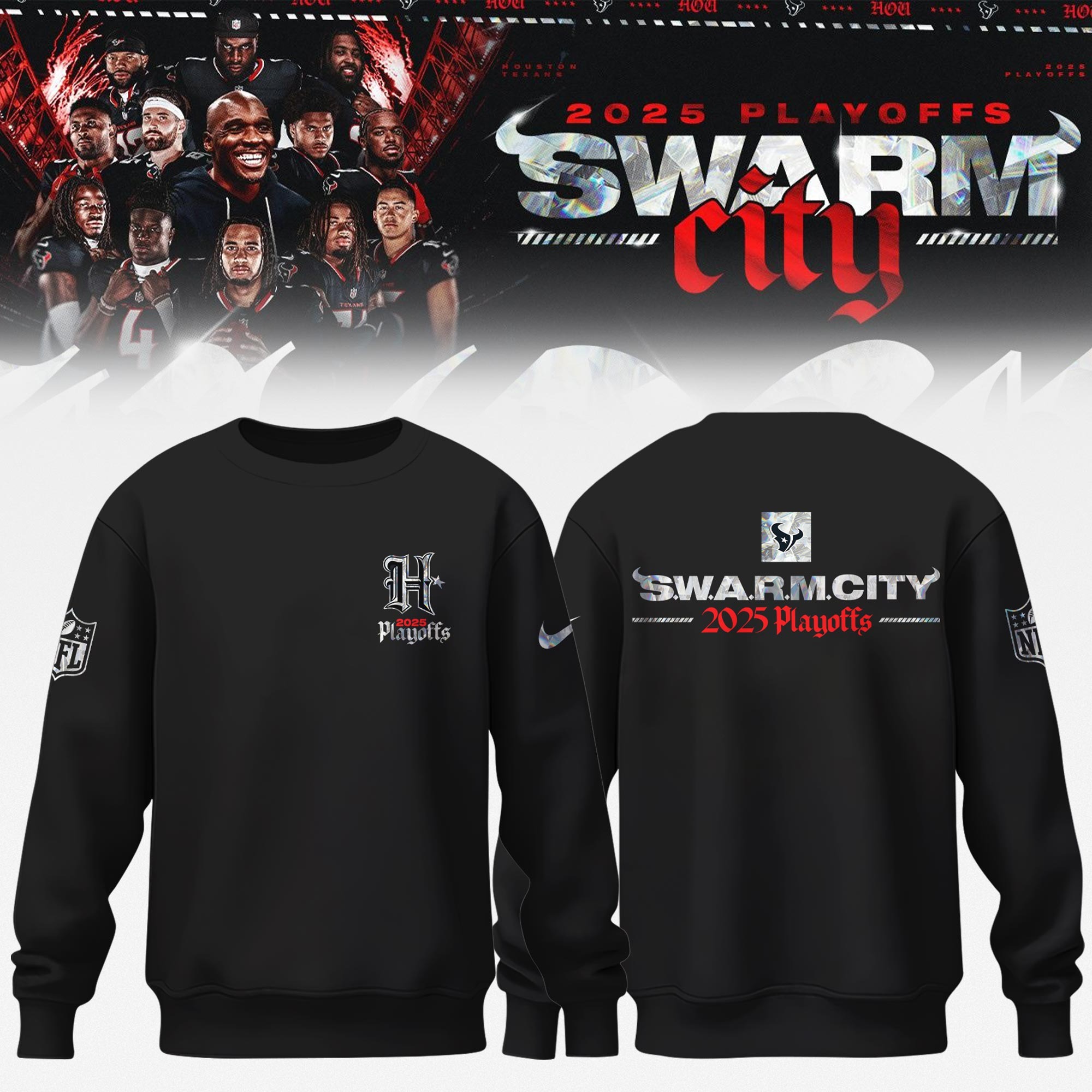 Houston Texans 2025 Nfl Playoffs Swarm City Sweatshirt Gift For Friends