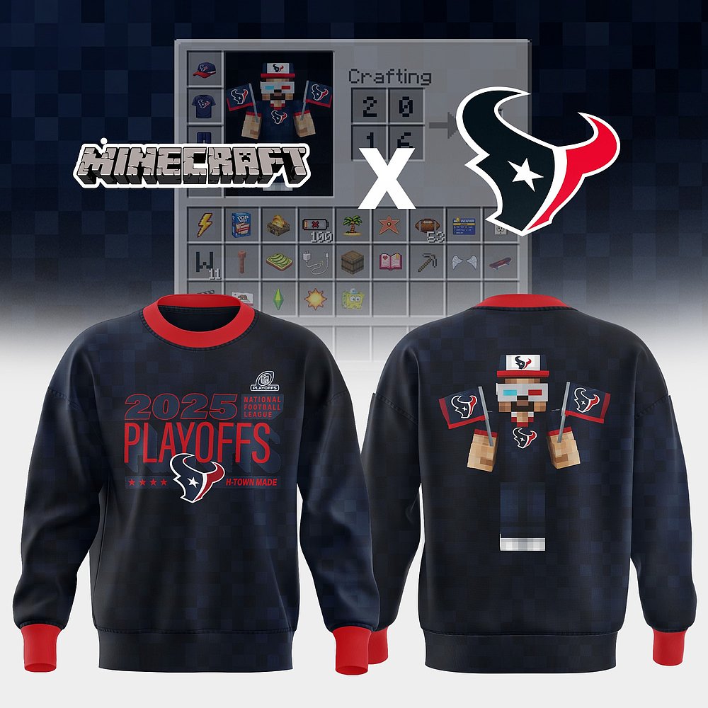 Houston Texans Minecraft Playoffs 2025 Sweatshirt Best Gift For Football Fans Texans Merch