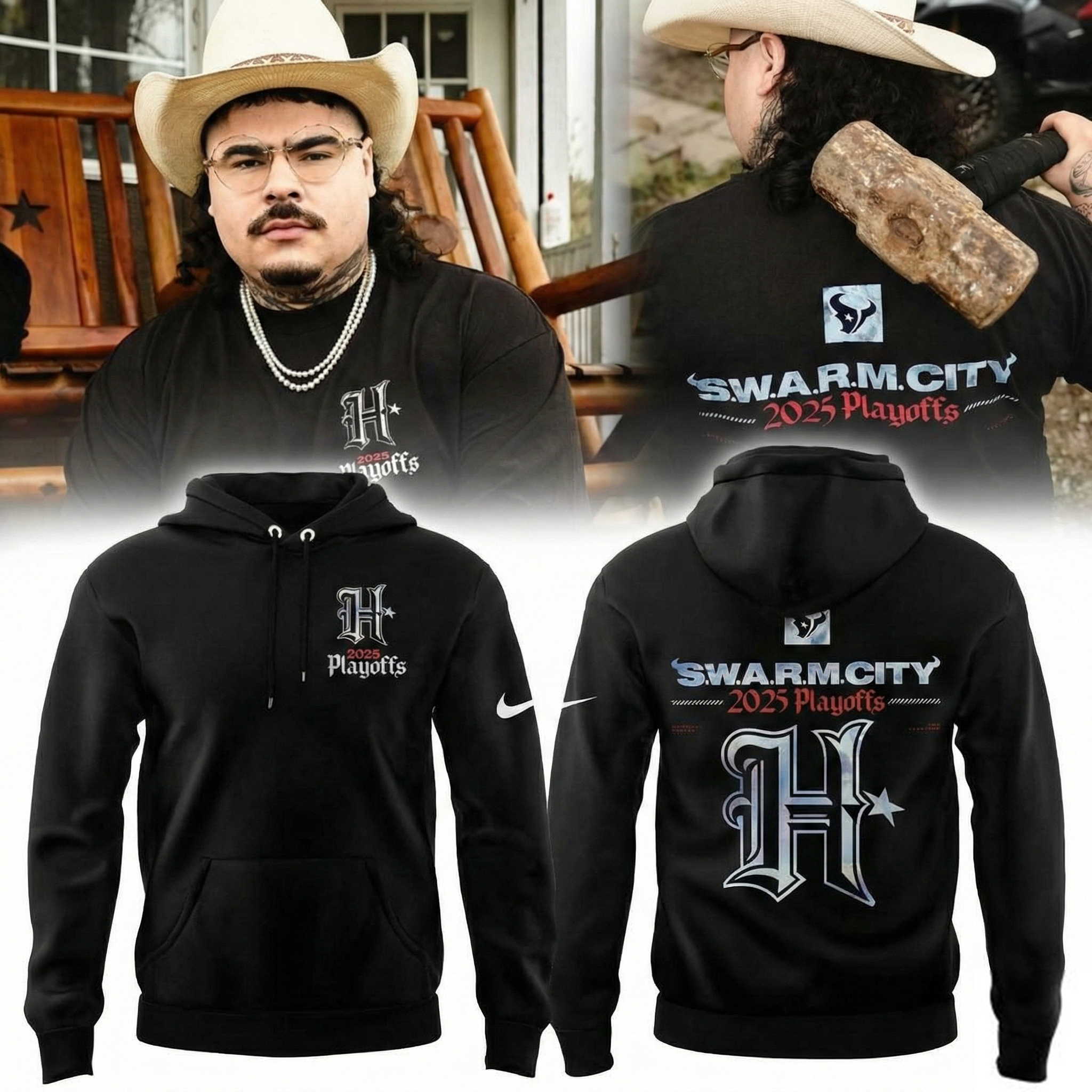 Houston Texans S.W.A.R.M City 2025 Playoffs Hoodie Texans Apparel Best Gift For Football Fans