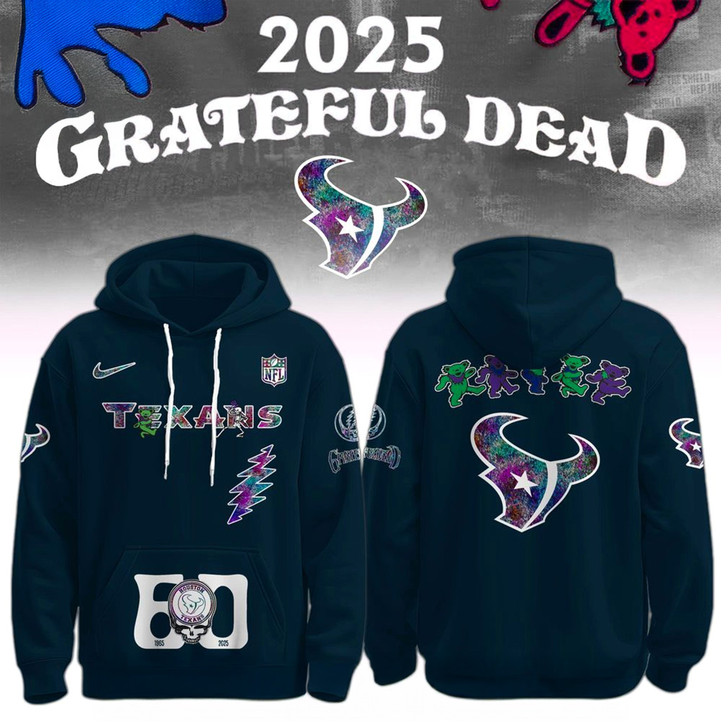 Houston Texans x Grateful Dead 60th Hoodie Houston Texans Merch Xmas Gifts For Dad