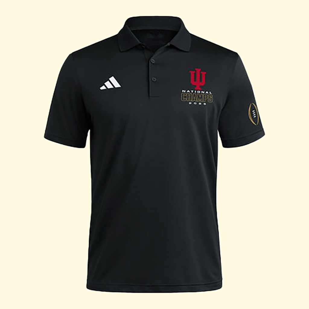 Indiana Hoosiers 2025-2026 CFP Champions Black Polo Shirt College Football NCAA Merch Best Gift For Football Fans