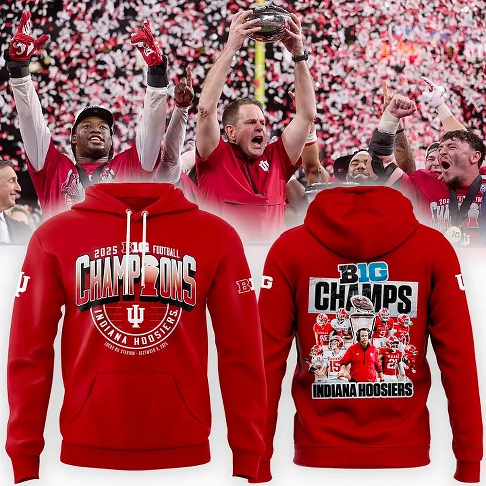 Indiana Hoosiers Football Big Ten Champions 2025 Hoodie College Football Best Gift For Hoosiers Fans