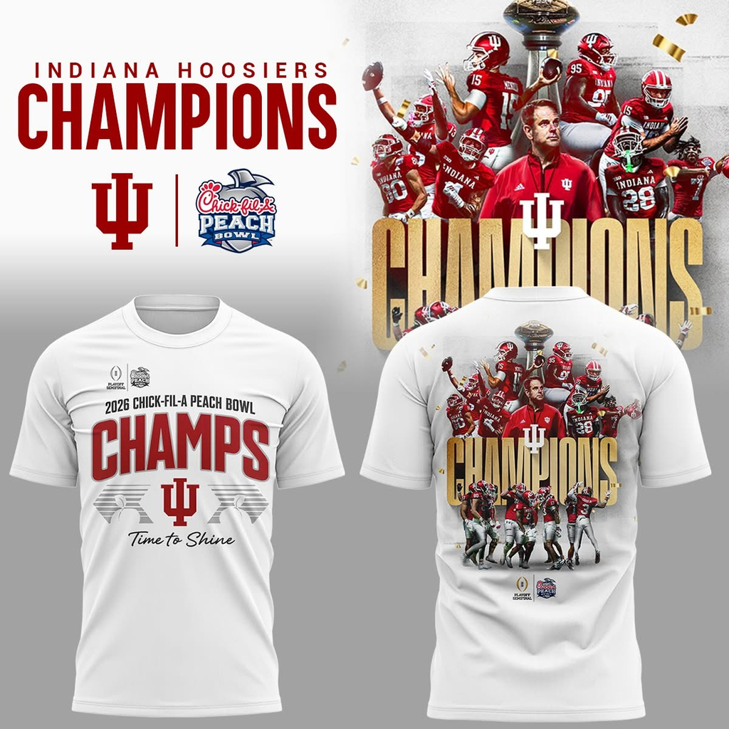 Indiana Hoosiers Football Peach Bowl Champions White T-Shirt Best Gift For Football Fans
