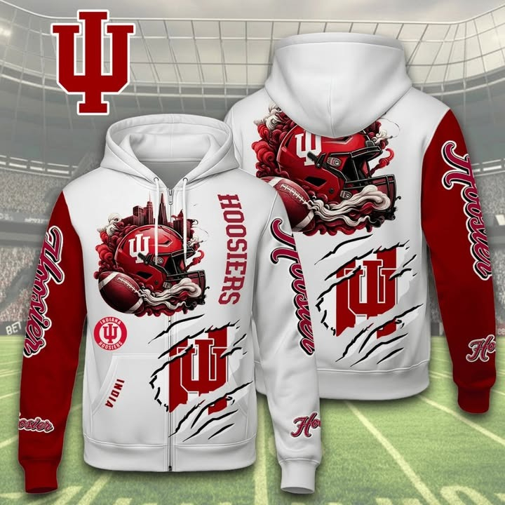 Indiana Hoosiers Football Power Helmet Zip Hoodie Best Gift For Football Fans