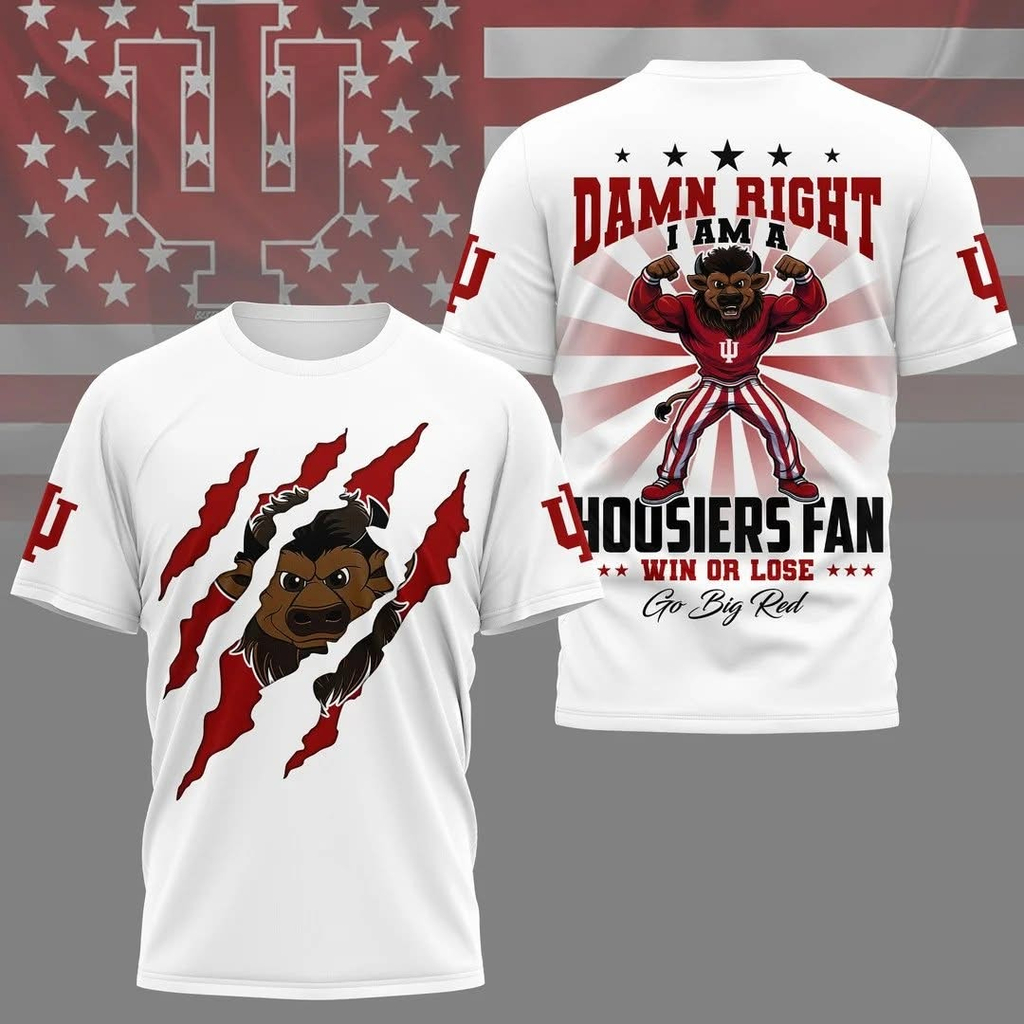 Indiana Hoosiers Football T-Shirt Damn Right I Am A Hoosiers Fan Win Or Lose Best Gift For Football Fans