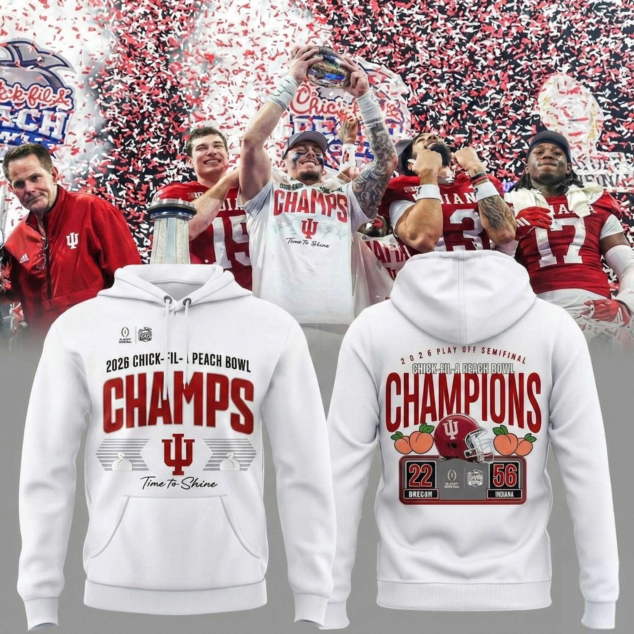 Indiana Hoosiers Locker Room Peach Bowl Champions Hoodie Hoosiers Apparel Gift For College Football Fans