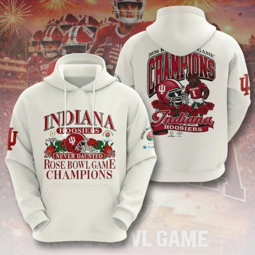 Indiana Hoosiers Merch Rose Bowl Champions Big Ten Hoodie Indiana Hoosiers Apparel College Fans Gifts