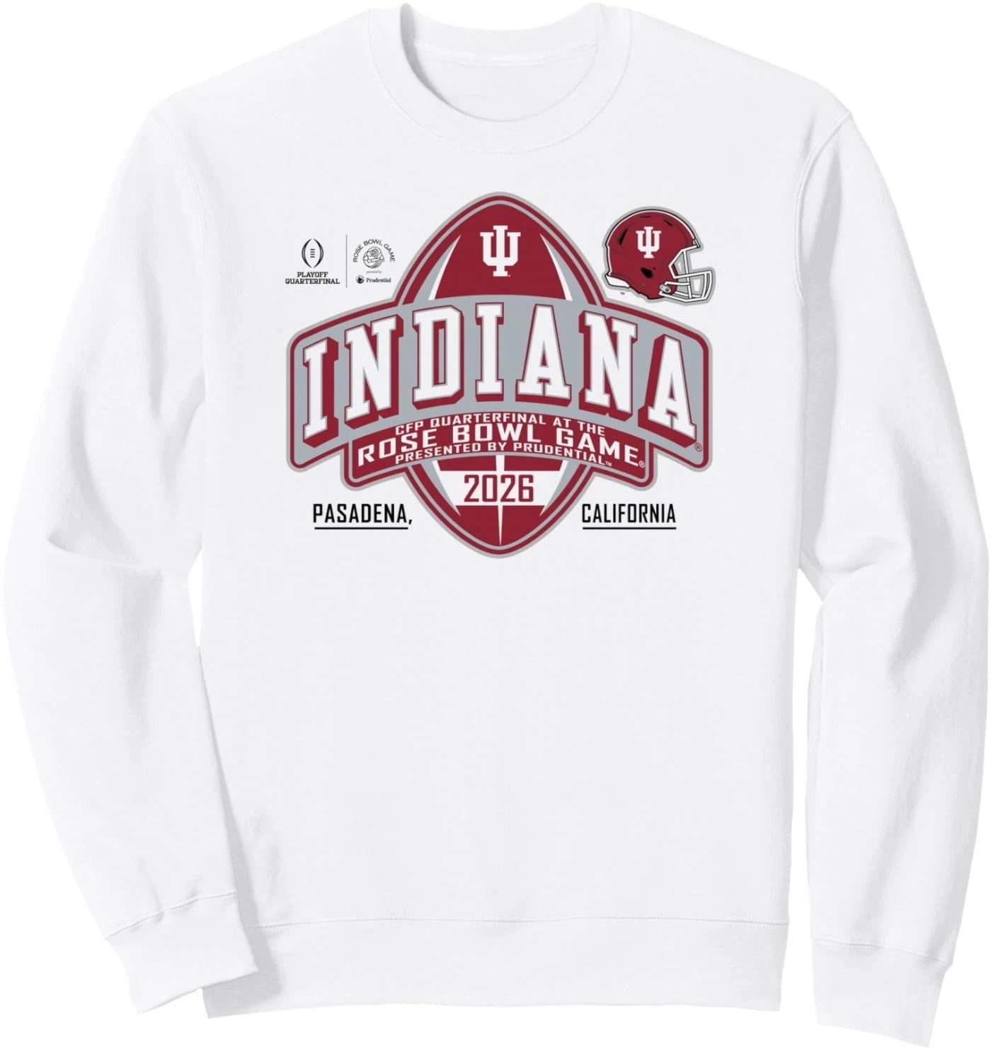 Indiana Hoosiers Rose Bowl 2025-2026 CFP Quarterfinal White Sweatshirt