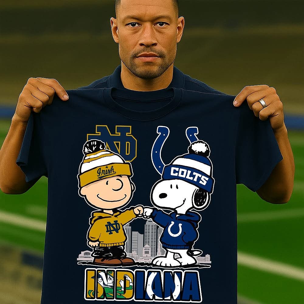 Indiana Notre Dame Colts Peanuts Crossover T-Shirt Fan Merch Best Gift For Football Fans