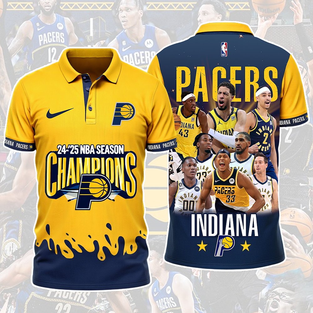 Indiana Pacers NBA 2025 Champions Merch Polo Shirt Basketball Lovers Fan Clothing Gifts