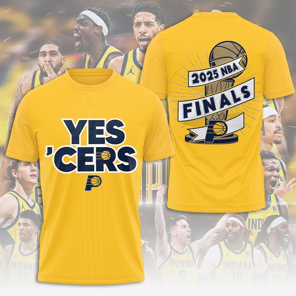 Indiana Pacers Yes Cers 2025 NBA Finals T-Shirt Yellow Gold Pacers Merch Baseball Fan Gifts