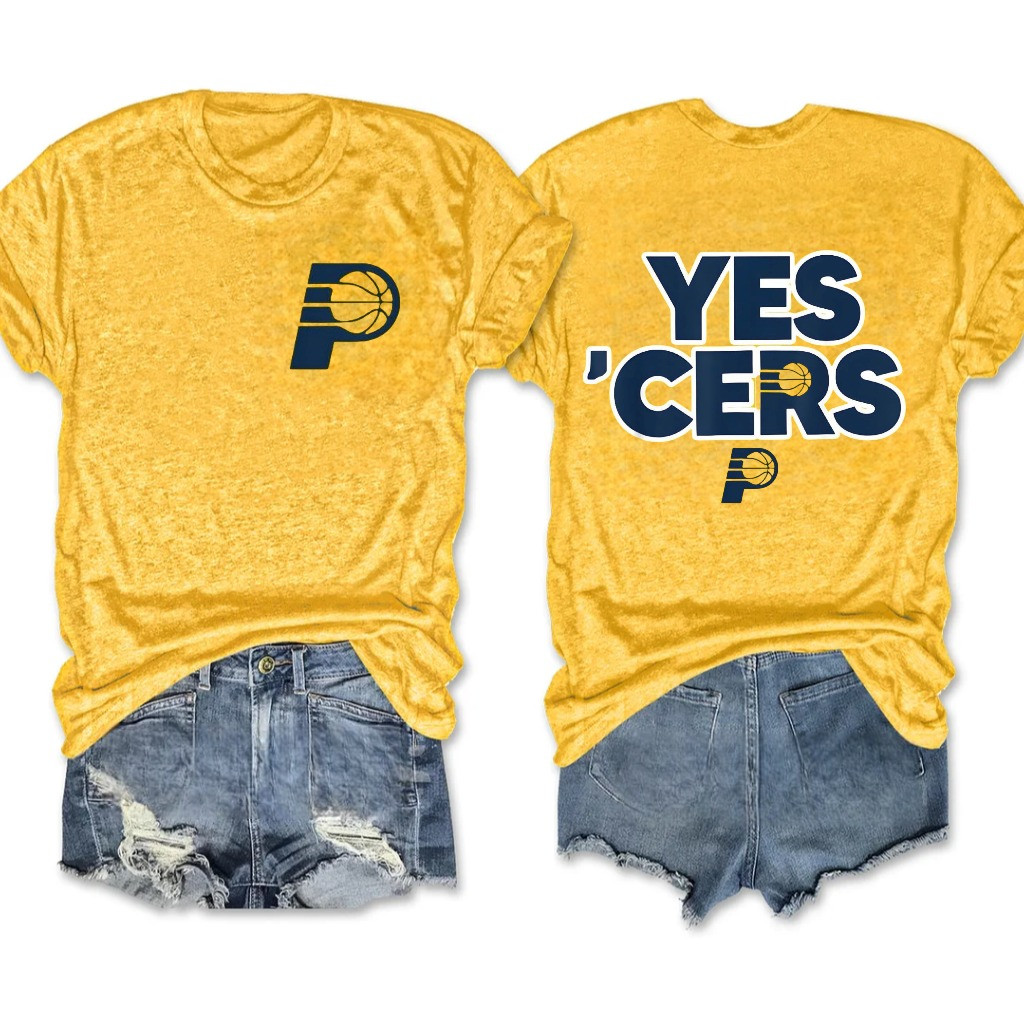 Indiana Pacers Yes Cers Women's T-Shirt Yellow Basketball Fan Merch Best Gift