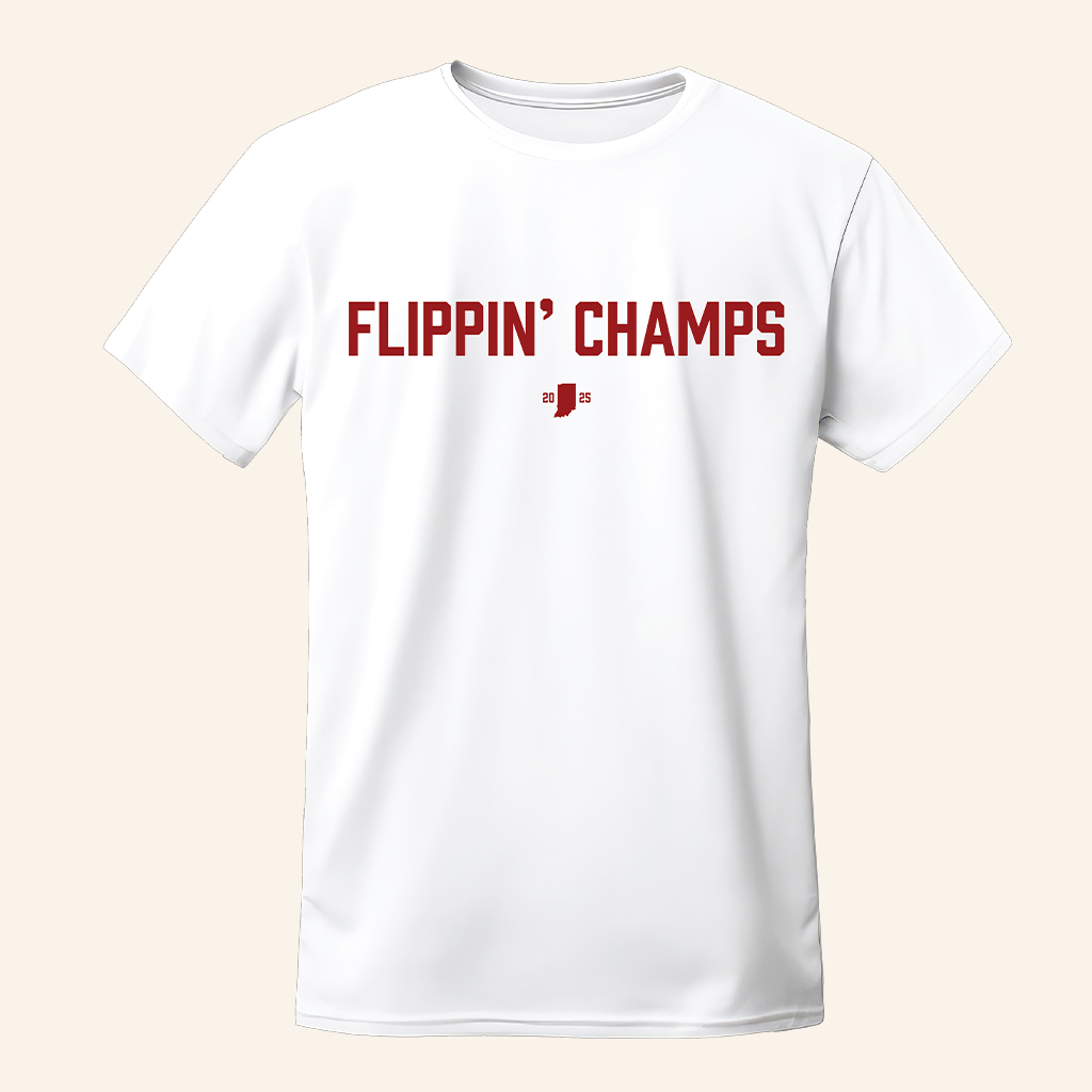 Inforindiana Merch Flippin' Champs White T-Shirt Best Birthday Gift For Brothers