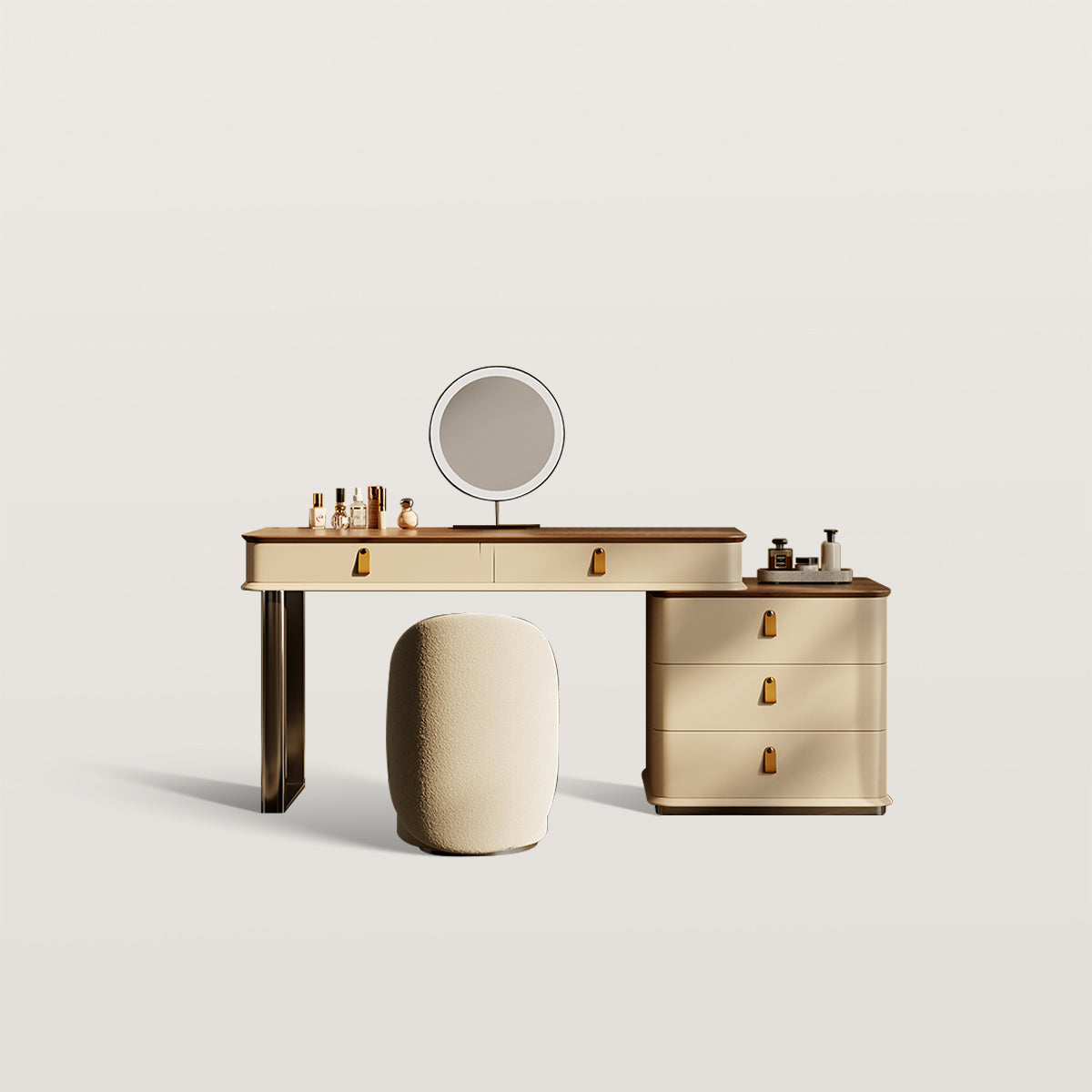 Integrated Bedroom Makeup Vanity And Cabinet with Mirror