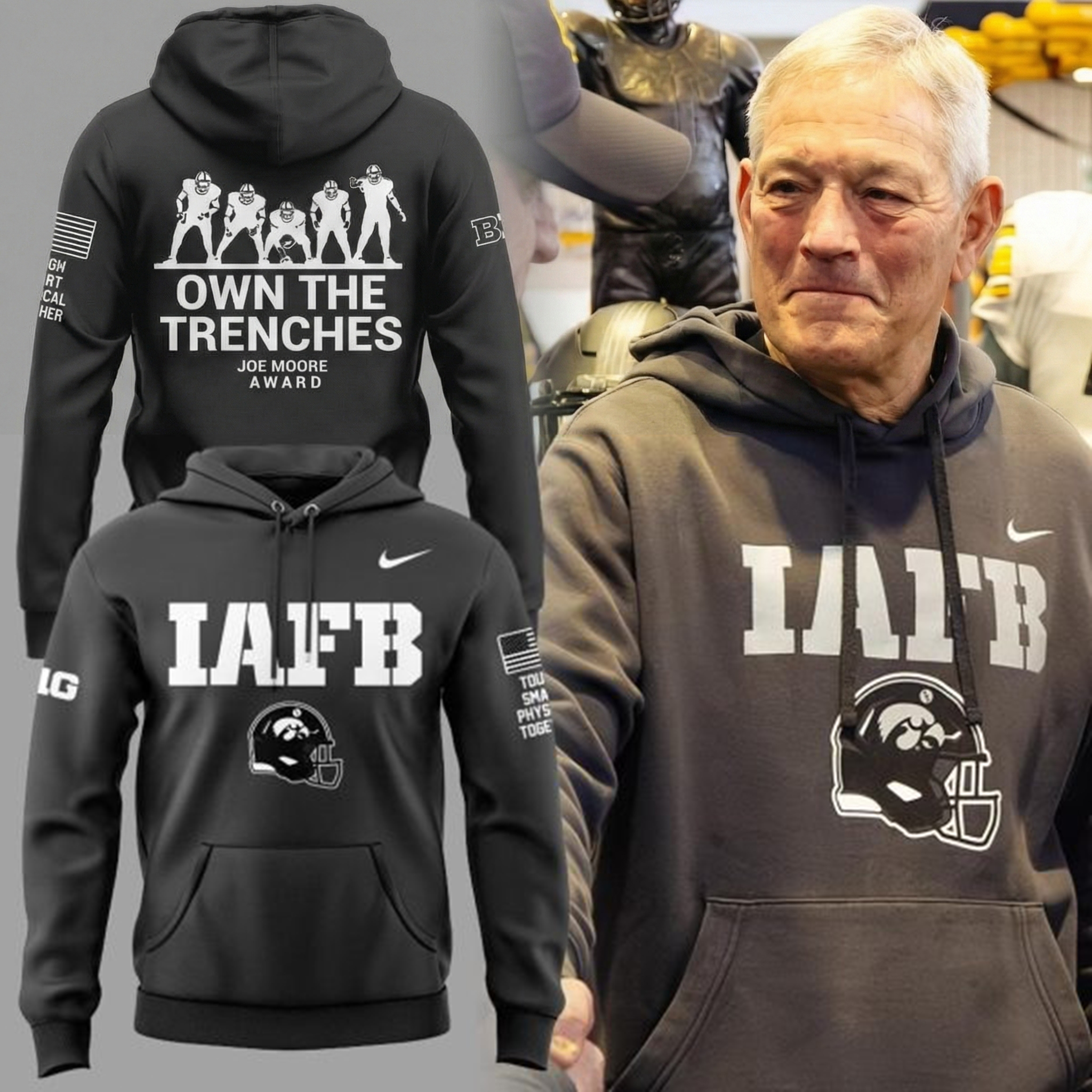 Iowa Hawkeyes Own The Trenches Joe Moore Award Hoodie Hawkeyes Merch Best Gift For Football Fans