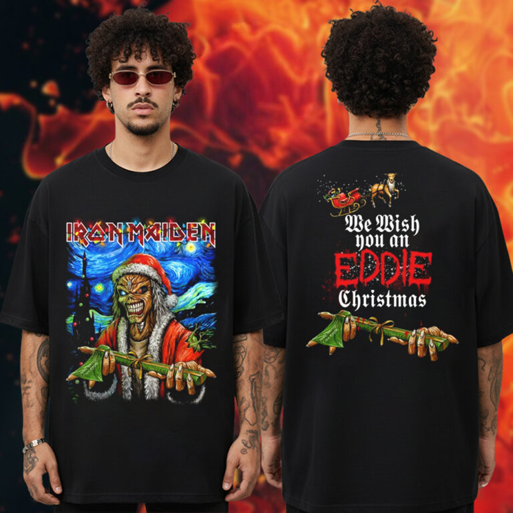 Iron Maiden Merch Deadly Night We Wish You An Eddie Christmas T-Shirt For Brother