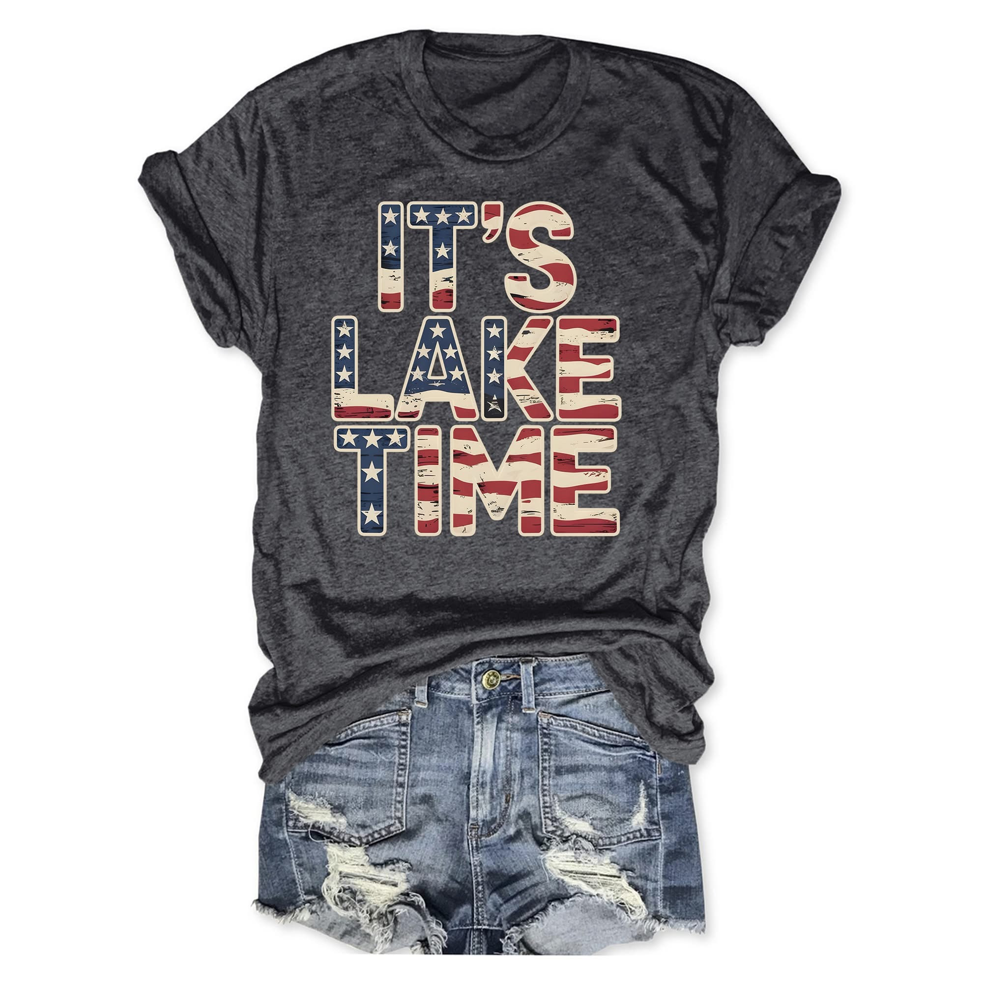 It's Lake Time 4th Of July T-Shirt Women's Summer Gift For Her