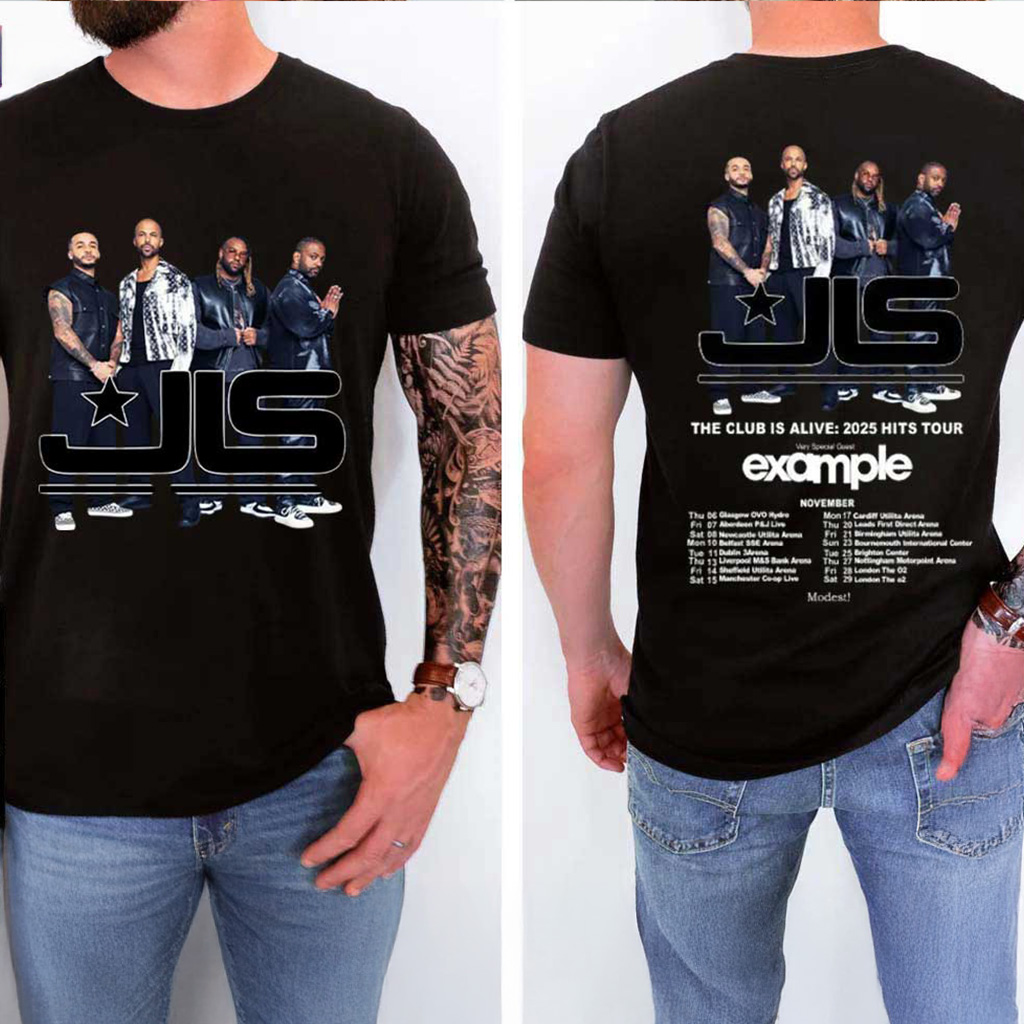 JLS Boy Band The Club Is Alive 2025 UK Tour T-Shirt Christmas For Pop Fans