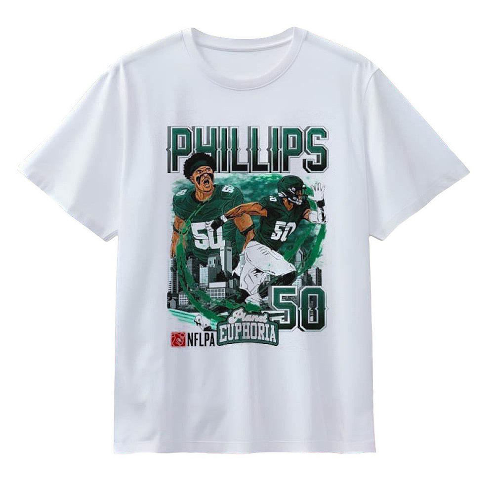 Jaelan Phillips 50 Philadelphia Eagles Football Skyline Comic T-Shirt Eagles Merch Best Gift For Football Fans