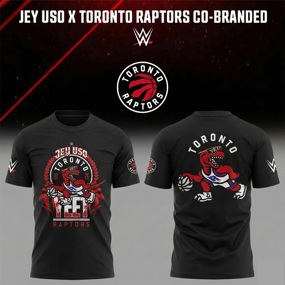 Jey Uso Merch x Toronto Raptors Co-Branded T-Shirt Jey Uso Apparel WWE Fans Gifts