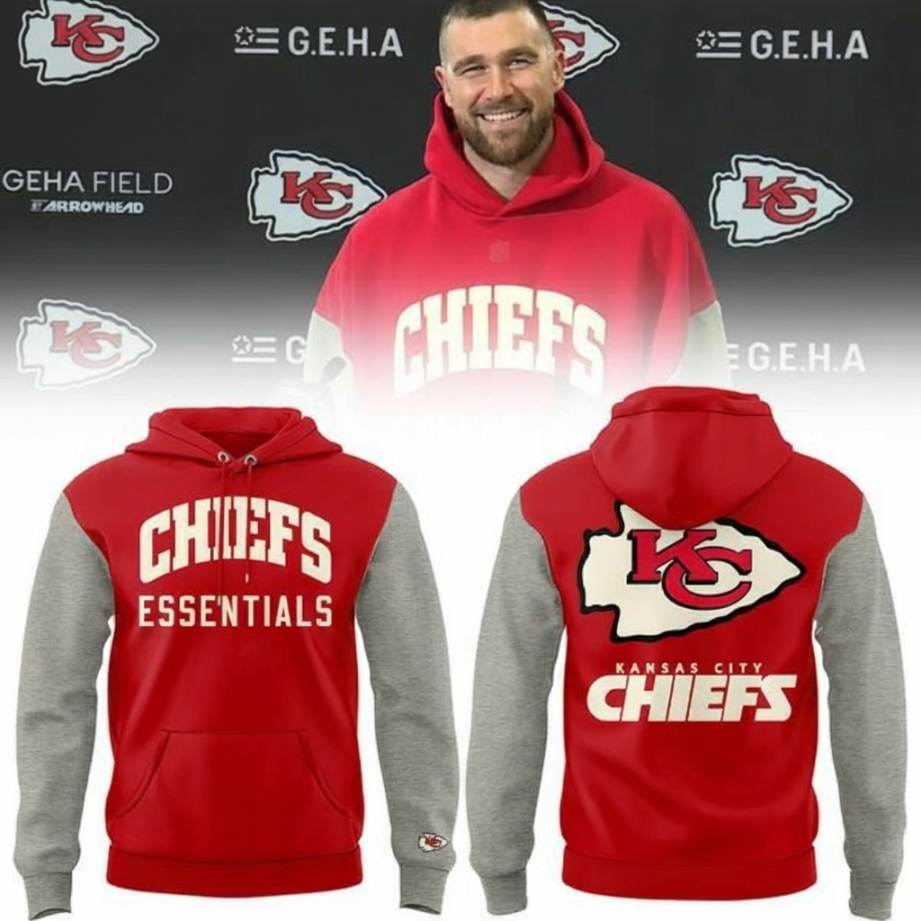 Kansas City Chiefs Essentials Travis Kelce New Hoodie Travis Kelce Merch Best Football Fans Gifts