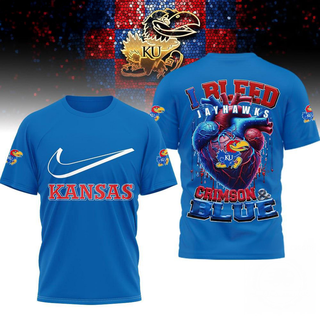 Kansas Jayhawks 2025 NCAA I Bleed Shirt Kansas Jayhawks Merch Football Fan Gift Ideas