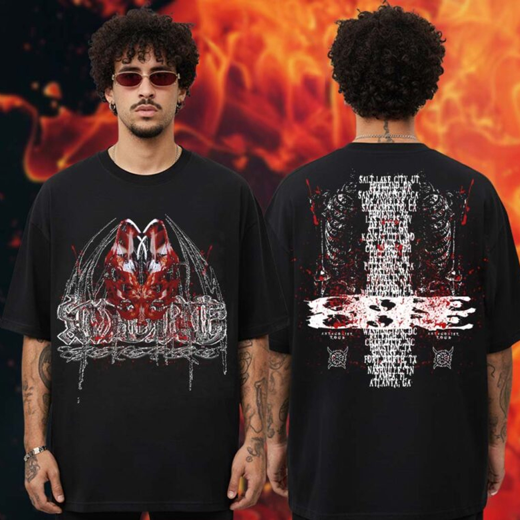 Ken Carson Merch Antagonist Tour 2 0 X Faces T-Shirt For Rapper Fans