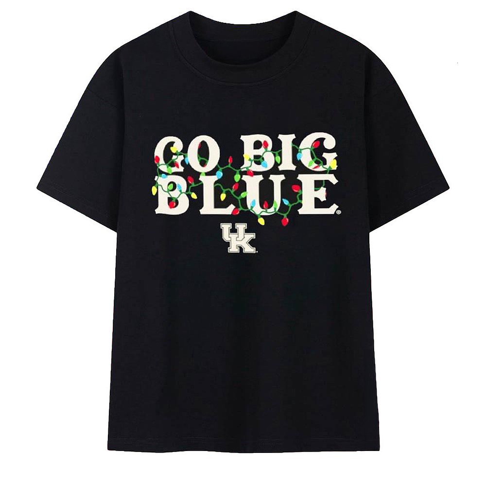 Kentucky Wildcats Go Big Blue String Lights Christmas T-Shirt Wildcats Merch Best Gift For Fans