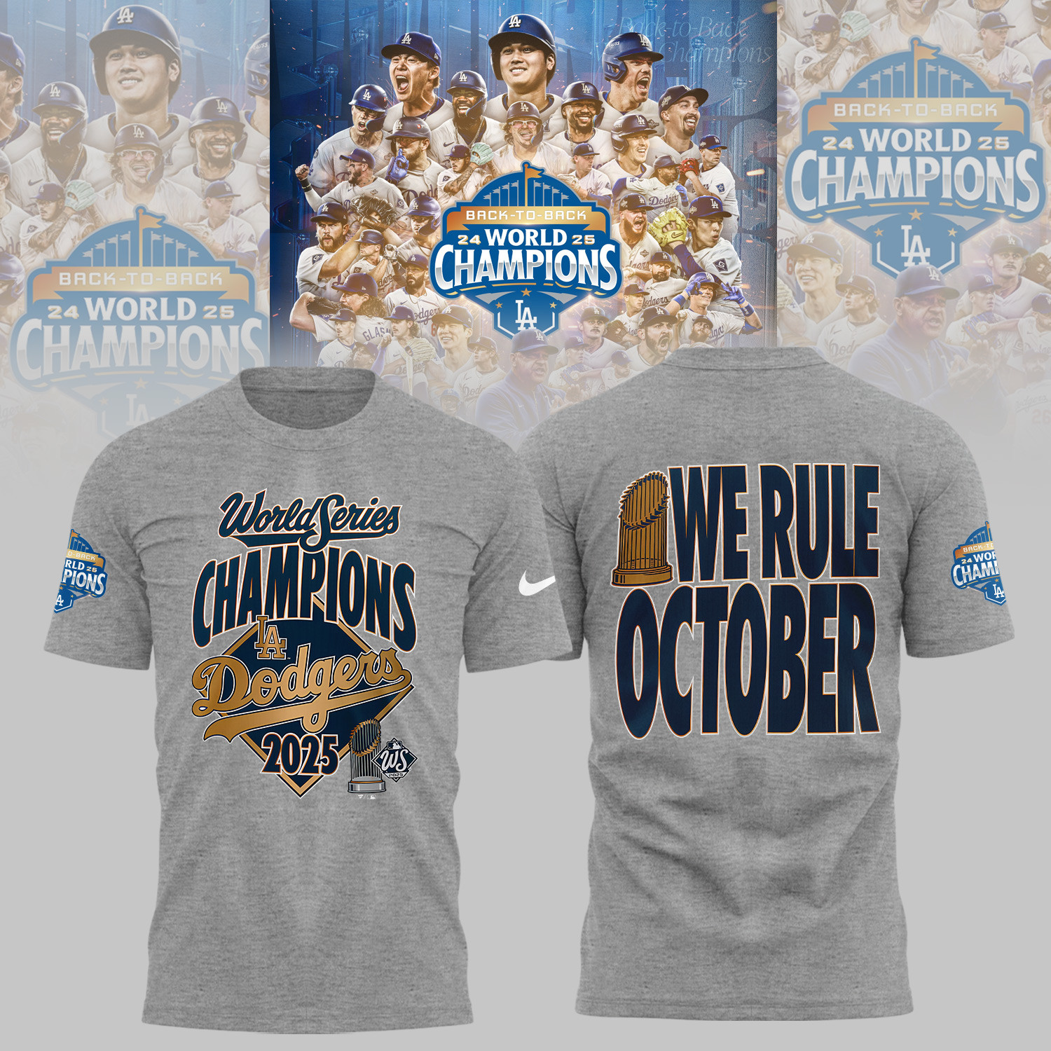 LA Dodger 2025 World Series T-Shirt We Rule October Dodgers Retro Tee Presents