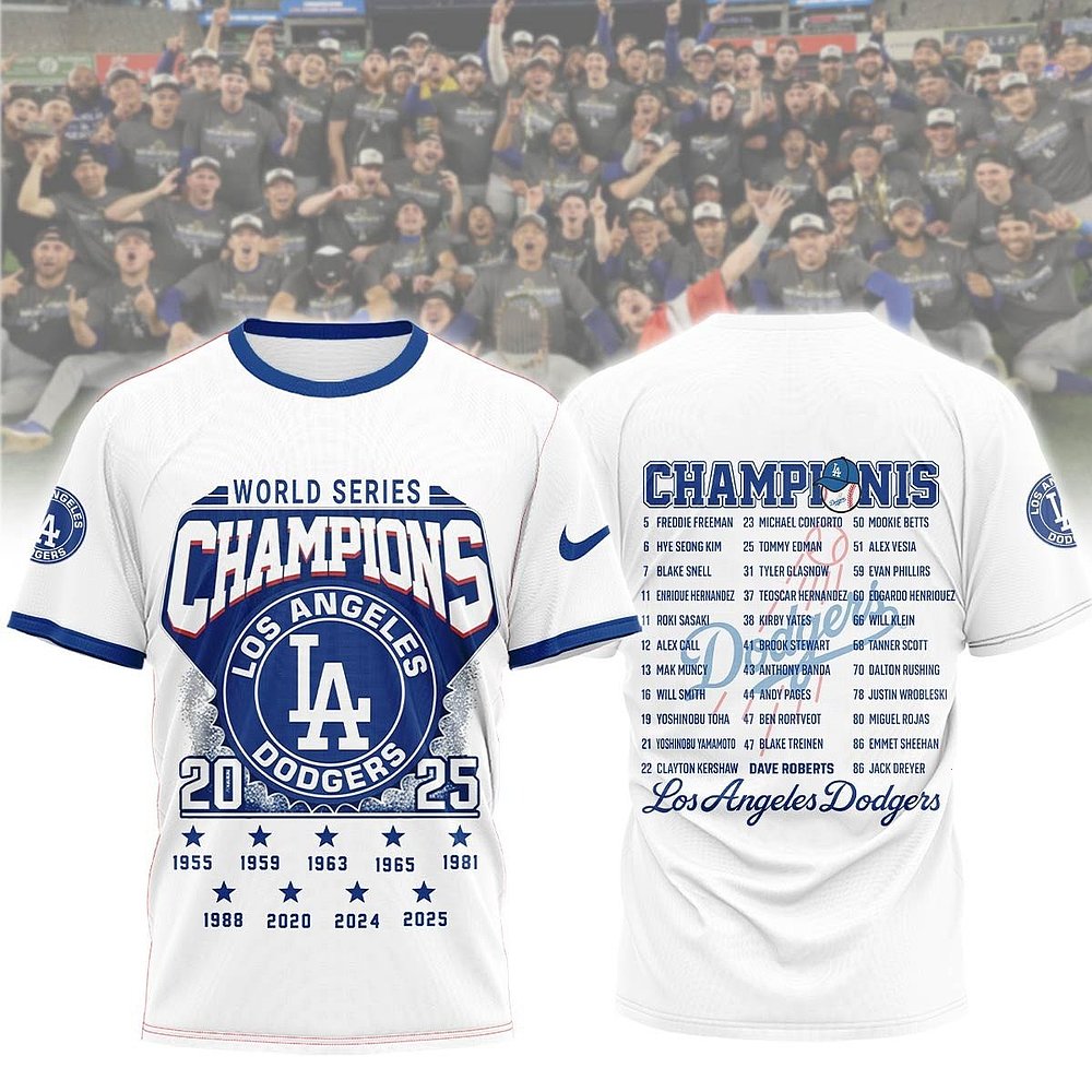 LA Dodgers World Series Champions 2025 T-Shirt Dodgers Championship Fan Apparel