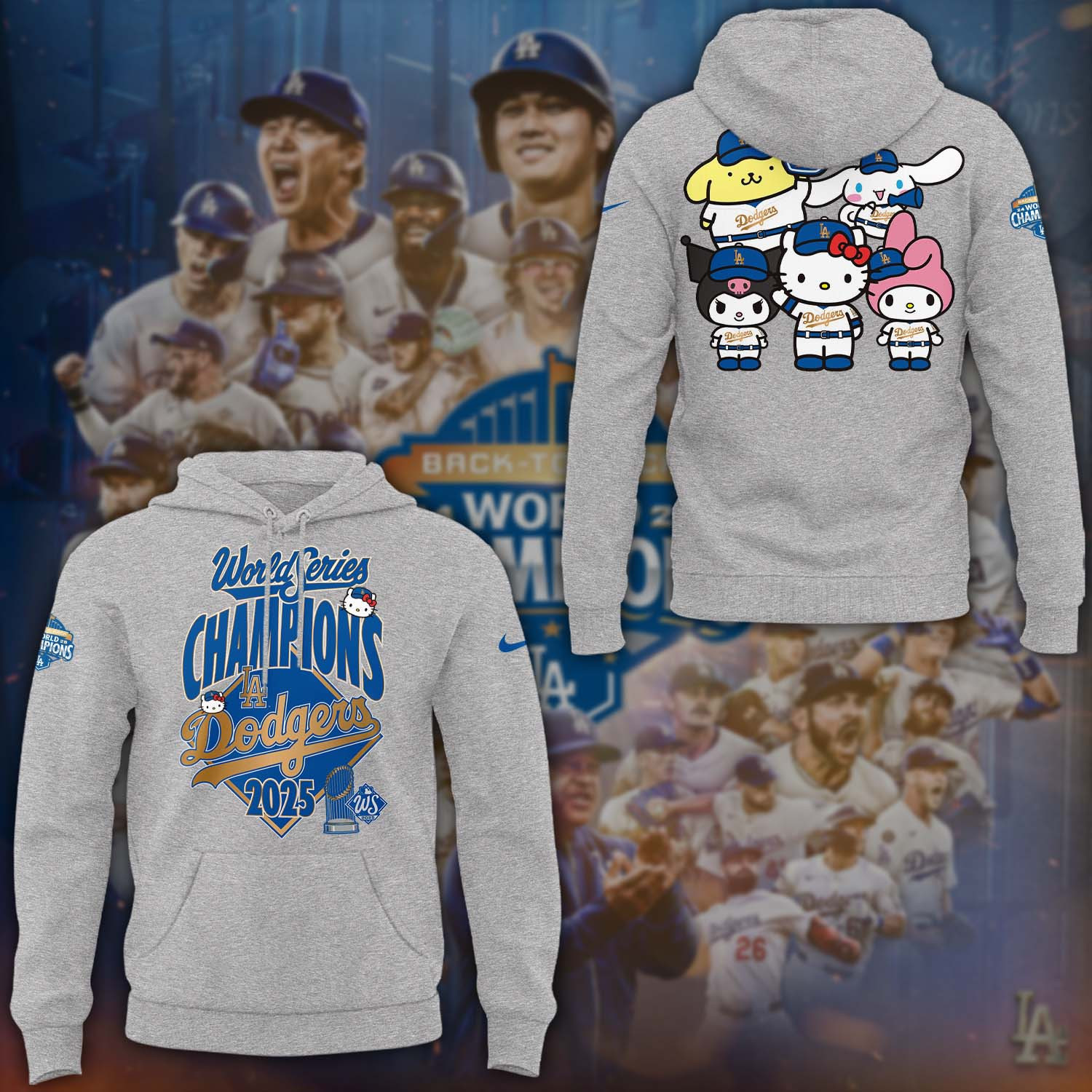 LA Dodgers X Hello Kitty Hoodie Dodger World Series Merch Gifts For Baseball Lovers
