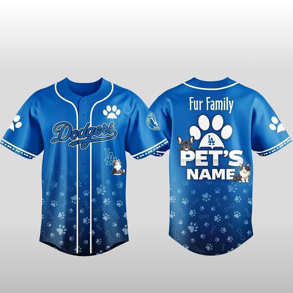 LA Dodgers x Fur Family Pet Game Night 2026 Baseball Jersey Gift For Baseball Fans