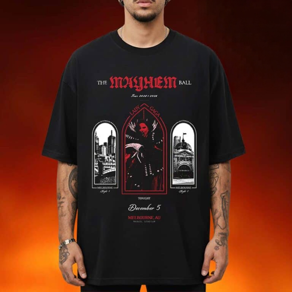 Lady Gaga Merch The Mayhem Ball Tour 2025 Poster T-Shirt Unique For Music Lovers