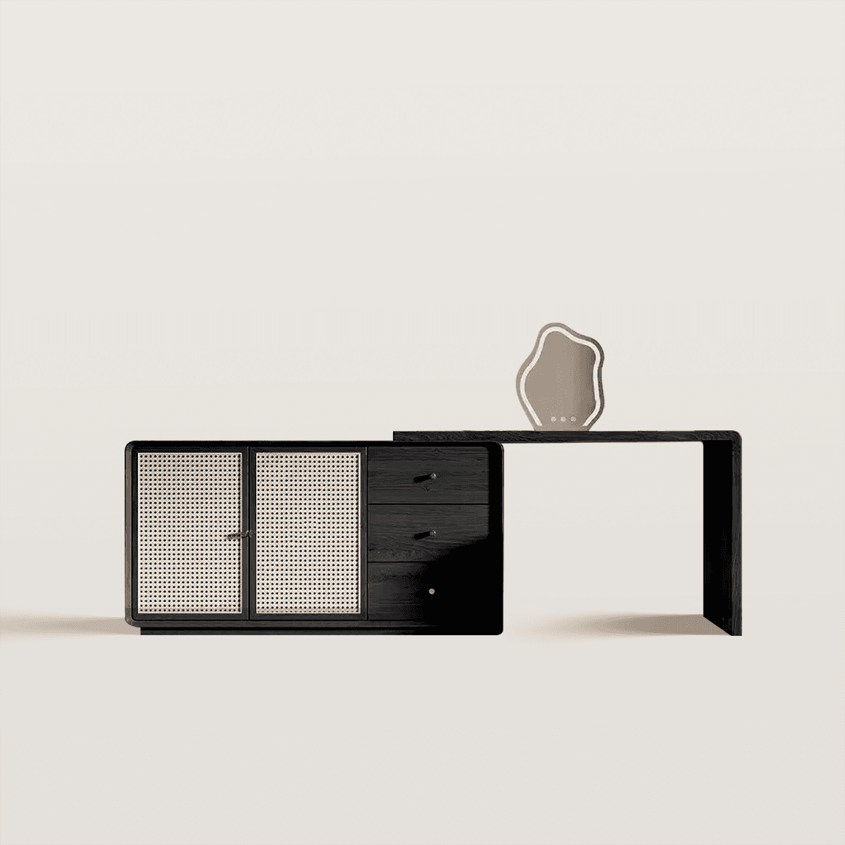 Large Makeup Vanity Desk with Mirror & Storage Shelves