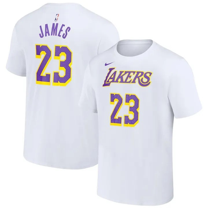 LeBron James Merch T-Shirt NBA Los Angeles Lakers Nike Name And Number Association Shirt