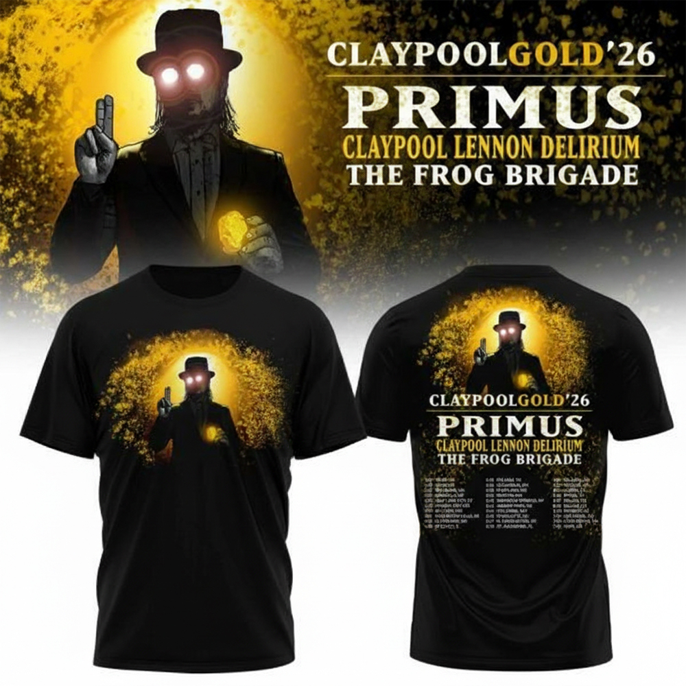 Les Claypool Merch Gold T-Shirt Les Claypool Apparel Rock Music Fans Gifts