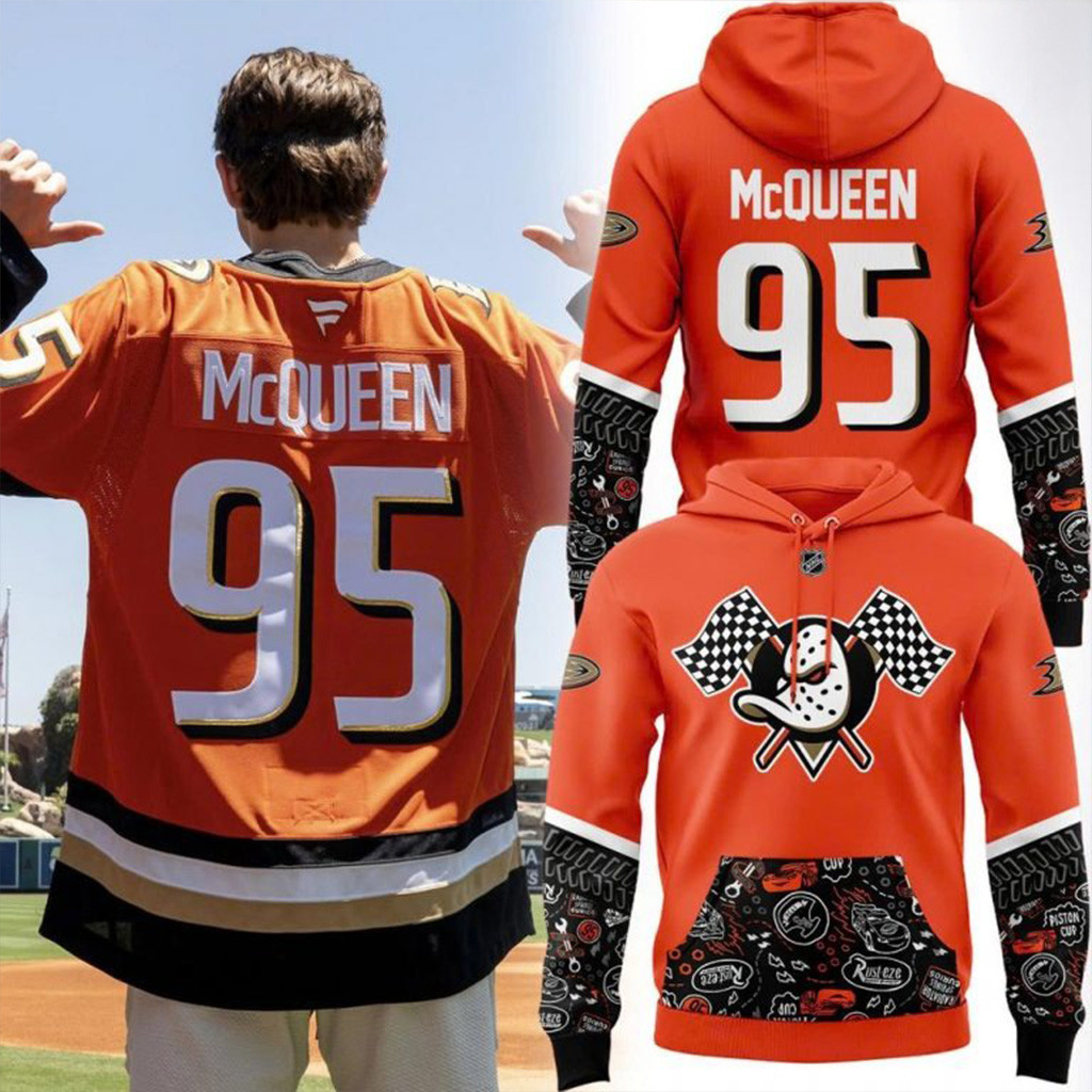 Lightning McQueen x Anaheim Ducks Special Hoodie Gift Ideas For Hockey Fans