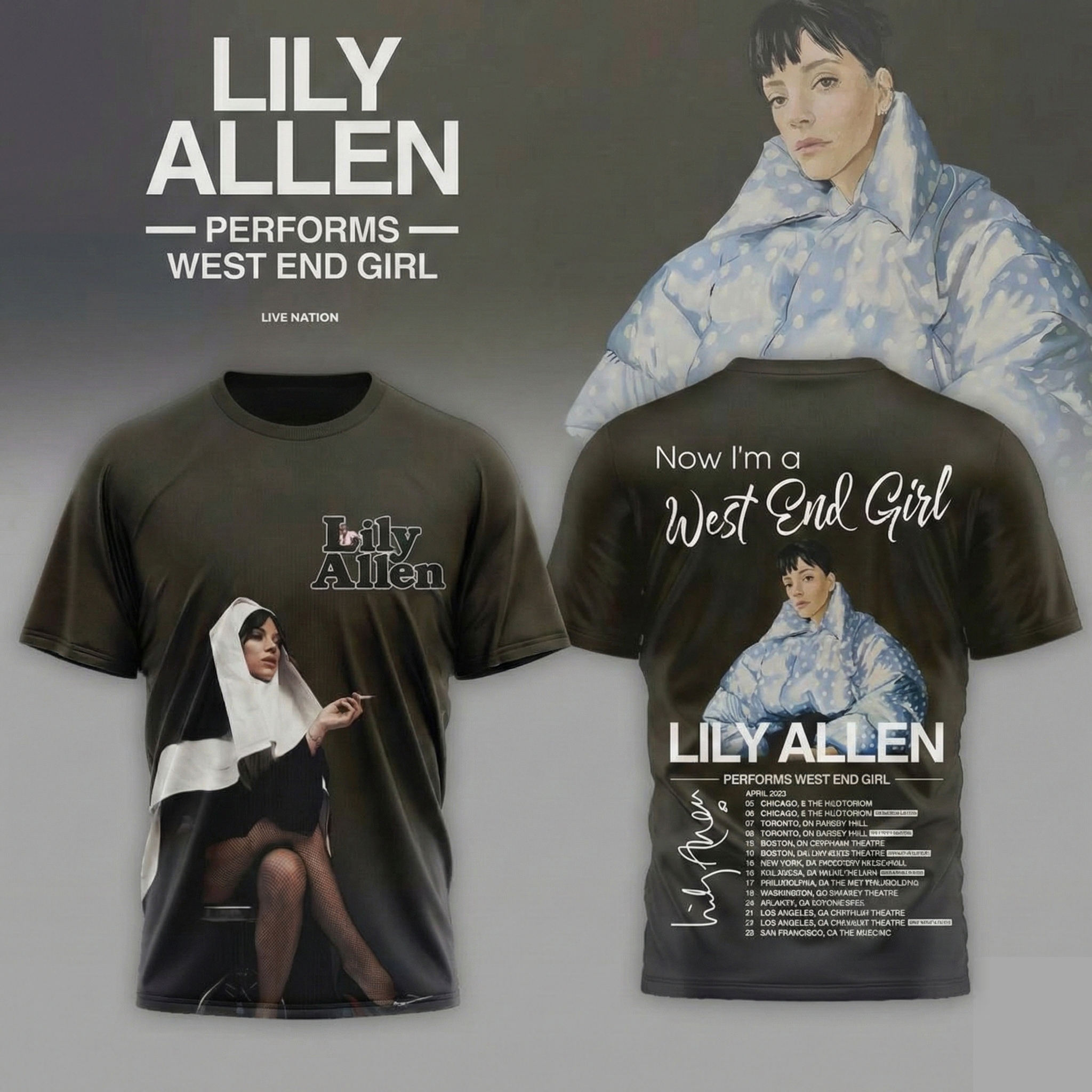 Lily Allen Merch I’m A West End Girl Tour T-Shirt Lily Allen Tour Merch Music Fans Gifts