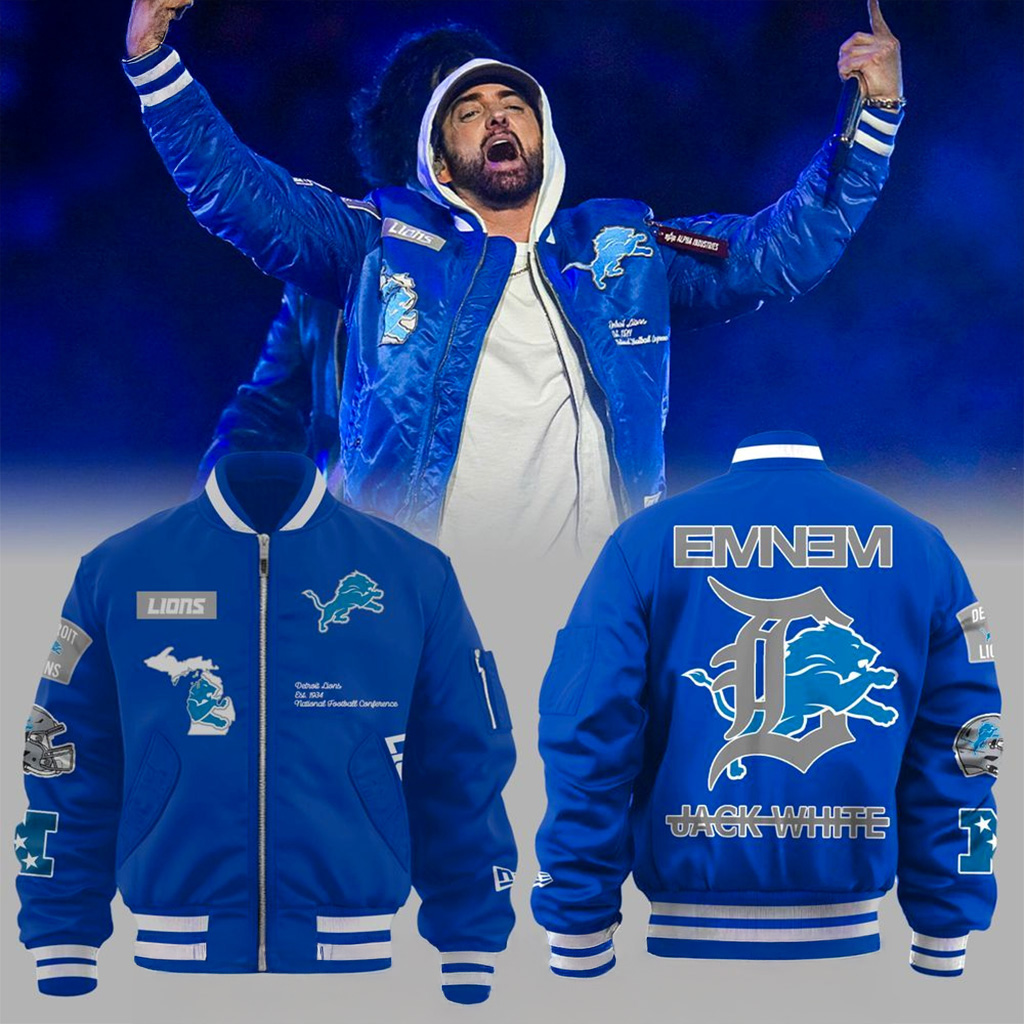 Lions X Eminem X JW Thanksgiving Halftime Show Jacket Music Merch Best Gift For Eminem Fans