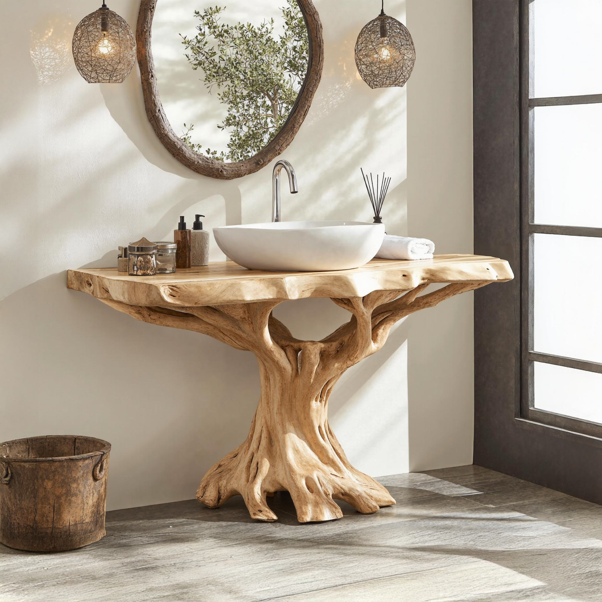 Live Edge Natural Wood Bathroom Vanity For Serene Spaces SILDTBRV141