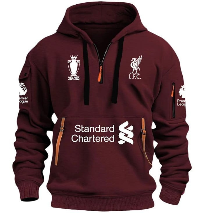 Liverpool Champions Premier League Quarter Zip Hoodie 2025 Liverpool Football Club F.C Merch