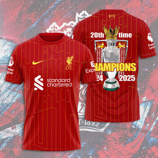 Liverpool FC 2025 Premier League Champions Shirt Football Fan Gift Ideas