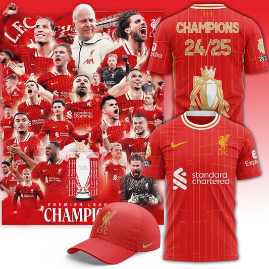 Liverpool FC Champions Premier League 2025 T-Shirt Gift Ideas For Dad