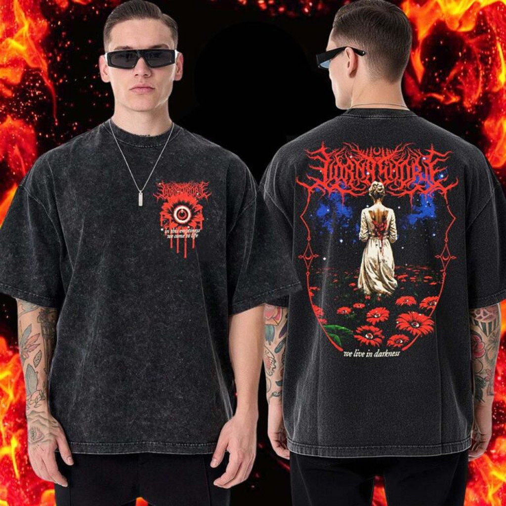 Lorna Shore Merch Darkness Flower Wash T-Shirt For Boyfriend
