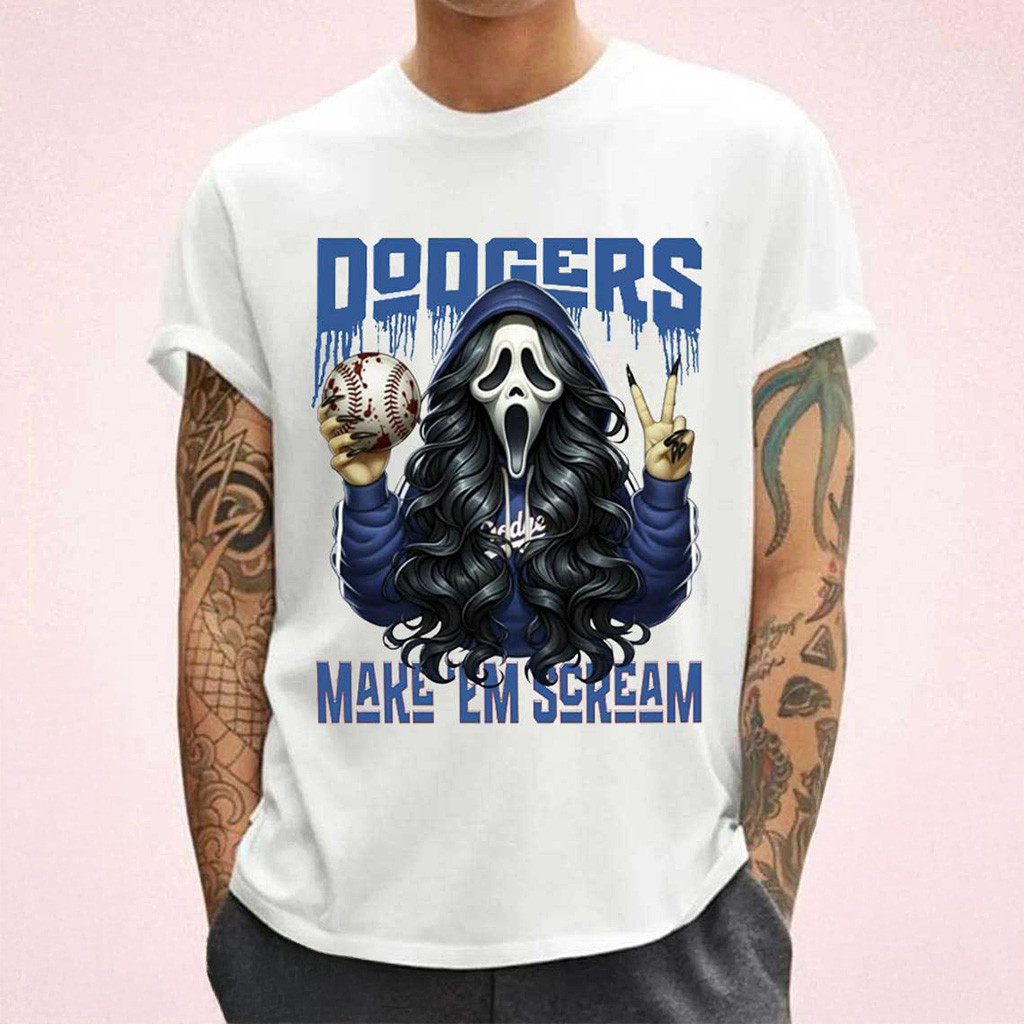 Los Angeles Baseball Ghost Face T-Shirt Game Day Shirt For Boyfriend