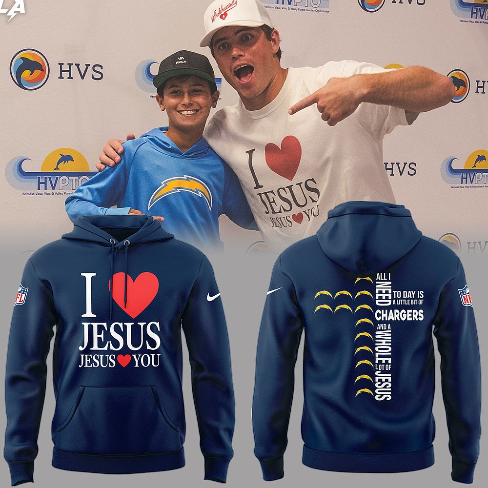 Los Angeles Chargers I Love Jesus Limited Edition Hoodie NFL Football Faith Apparel Best Gift For Fans