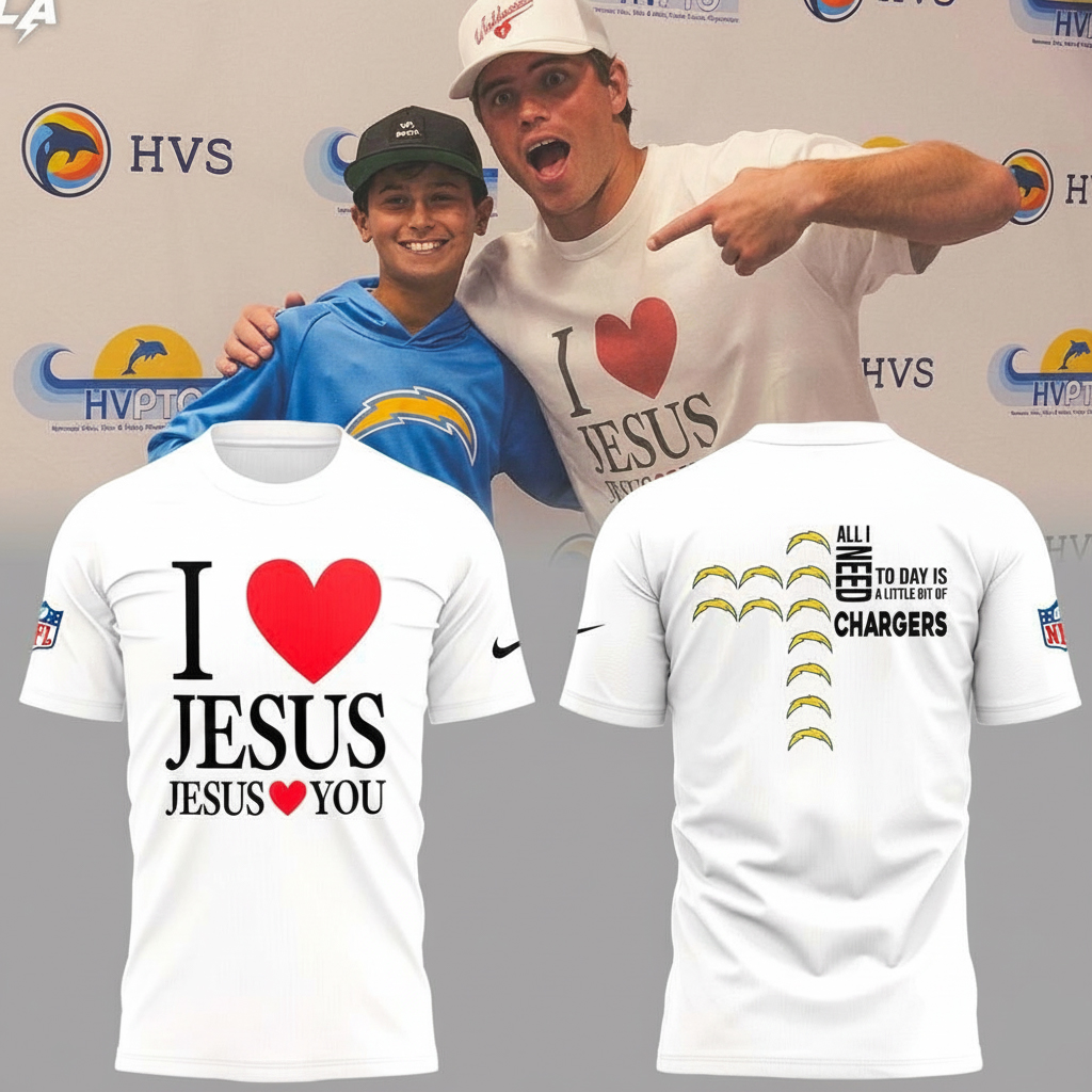 Los Angeles Chargers I Love Jesus T-Shirt Chargers Merch Unique Gift For Football Fans